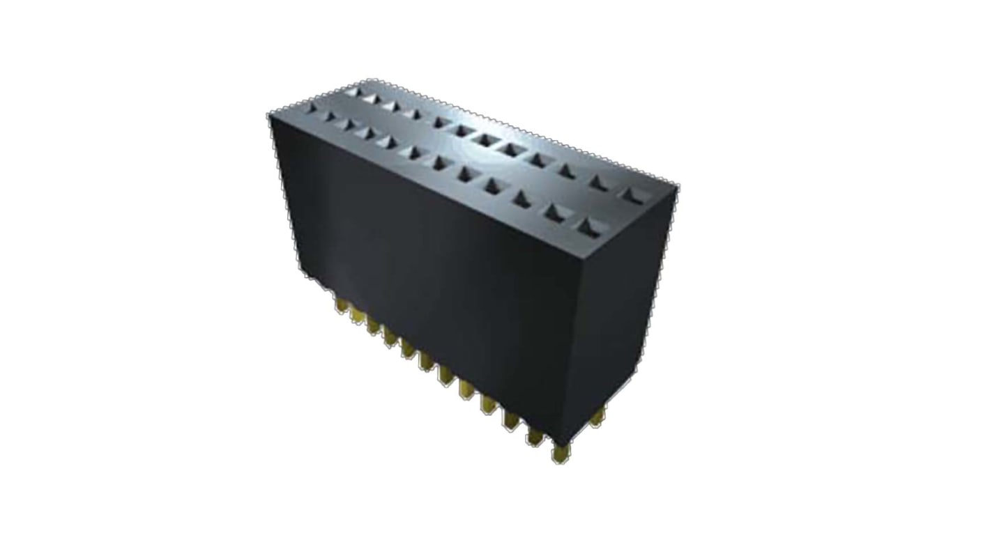 Samtec SMS Series Straight Through Hole Mount PCB Socket, 20-Contact, 1-Row, 1.27mm Pitch, Solder Termination