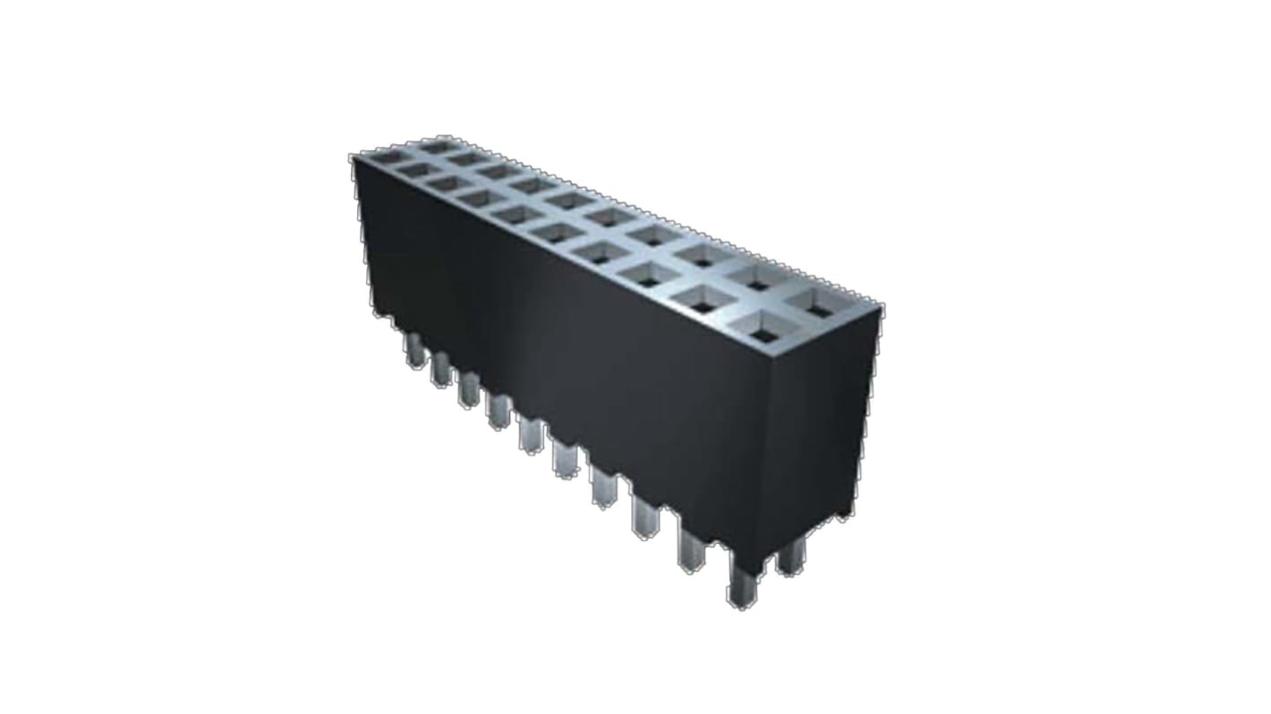 Samtec SQT Series Right Angle Surface Mount PCB Socket, 3-Contact, 1-Row, 2mm Pitch, Through Hole Termination