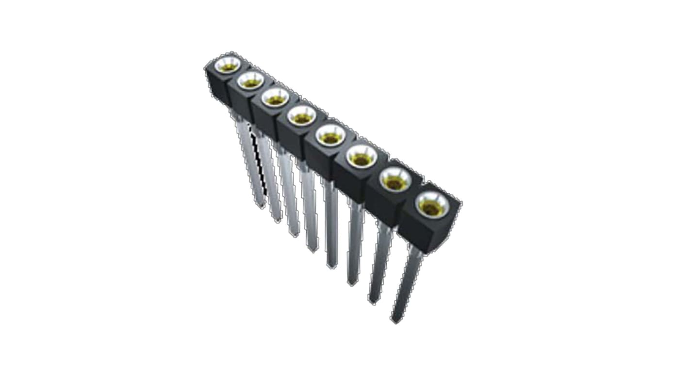 Samtec SS Series Straight Through Hole Mount PCB Socket, 6-Contact, 1-Row, 2.54mm Pitch, Solder Termination