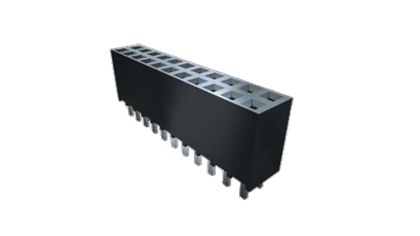 Conector hembra para PCB Ángulo de 90° Samtec serie SSW, de 4 vías en 2 filas, paso 2.54mm, Montaje en orificio