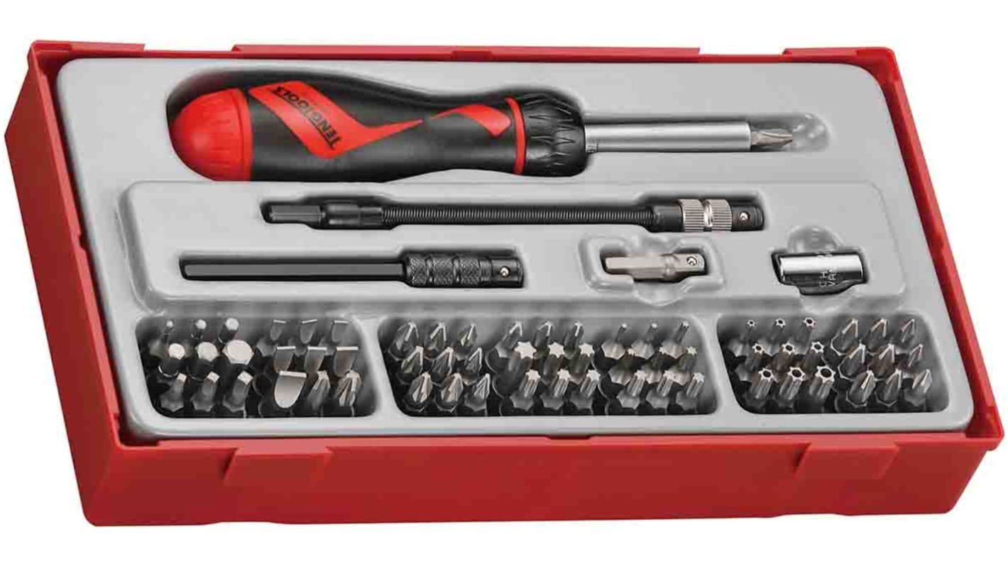 Teng Tools Bits driver set 74 Pieces, Hexagon, Phillips, Slotted, Torx