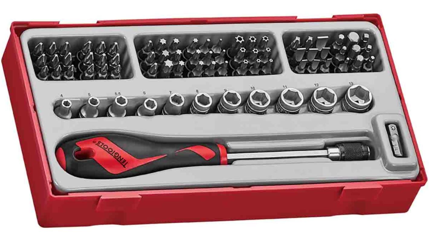 Teng Tools Bits driver set 76 Pieces, Hexagon, Phillips, Slotted, Torx