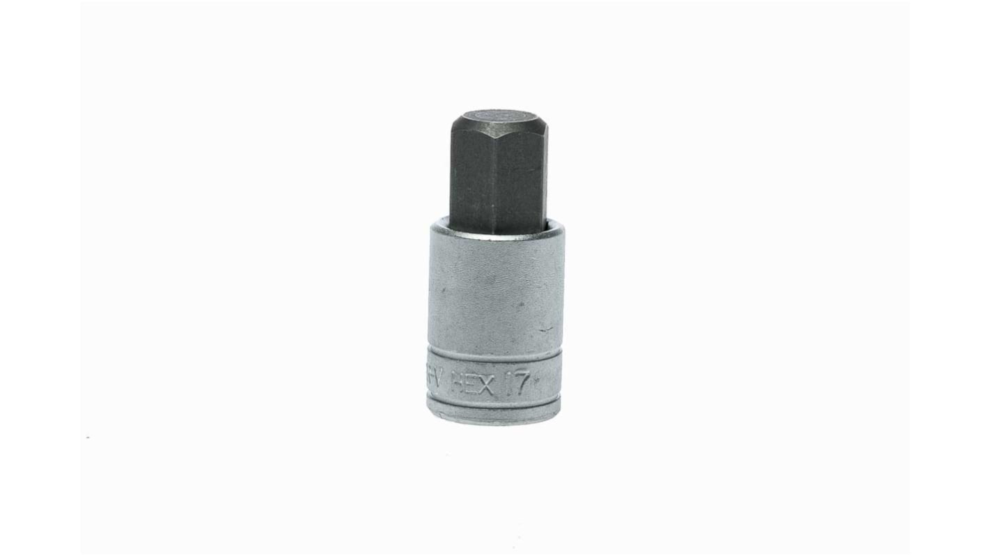 Teng Tools 1/2 in Drive Bit Socket, Hex Bit, 17mm