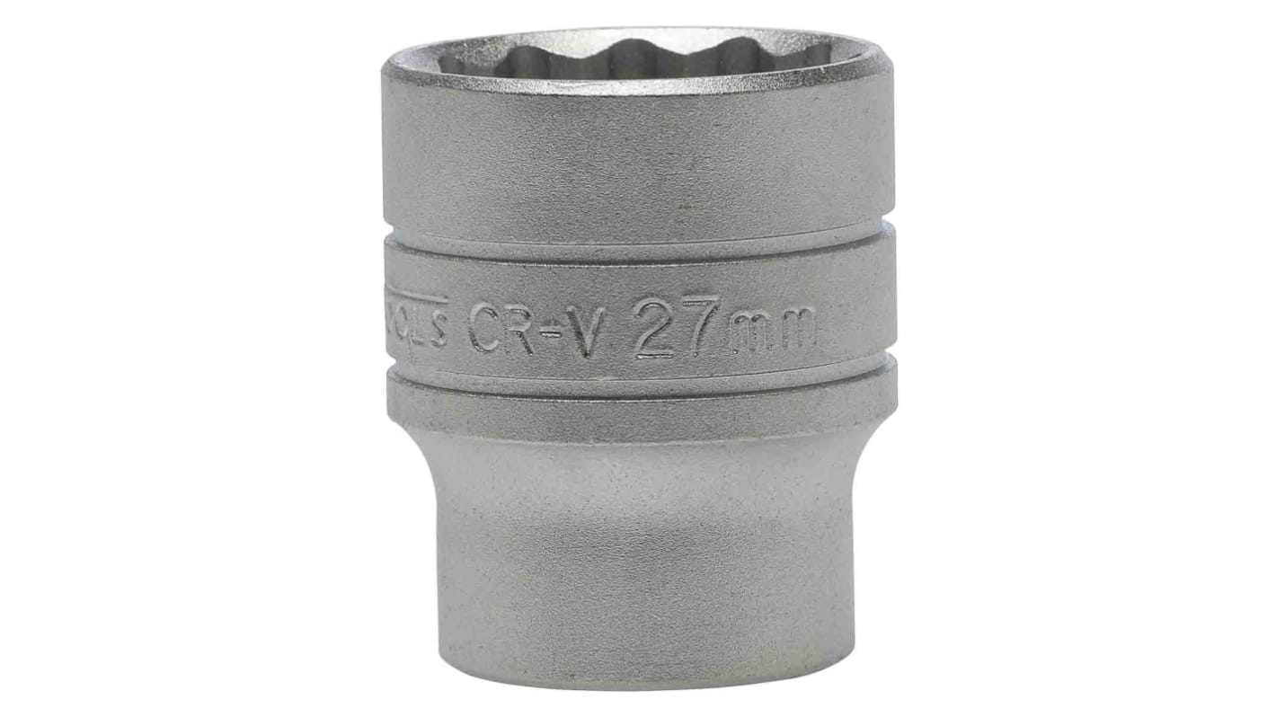 Teng Tools 1/2 in Drive 27mm Standard Socket, 12 point, 43 mm Overall Length