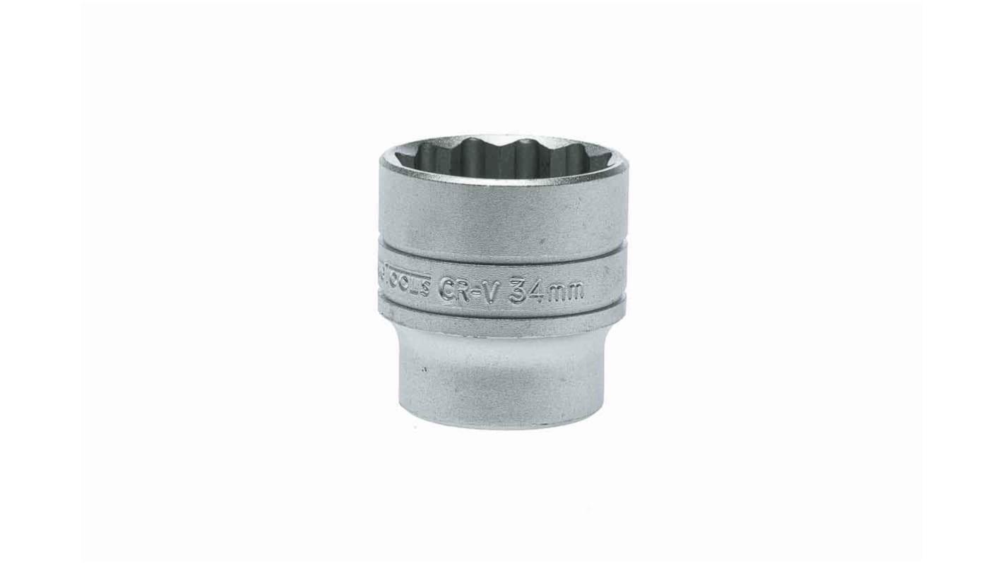 Teng Tools 1/2 in Drive 34mm Standard Socket, 12 point, 45.5 mm Overall Length