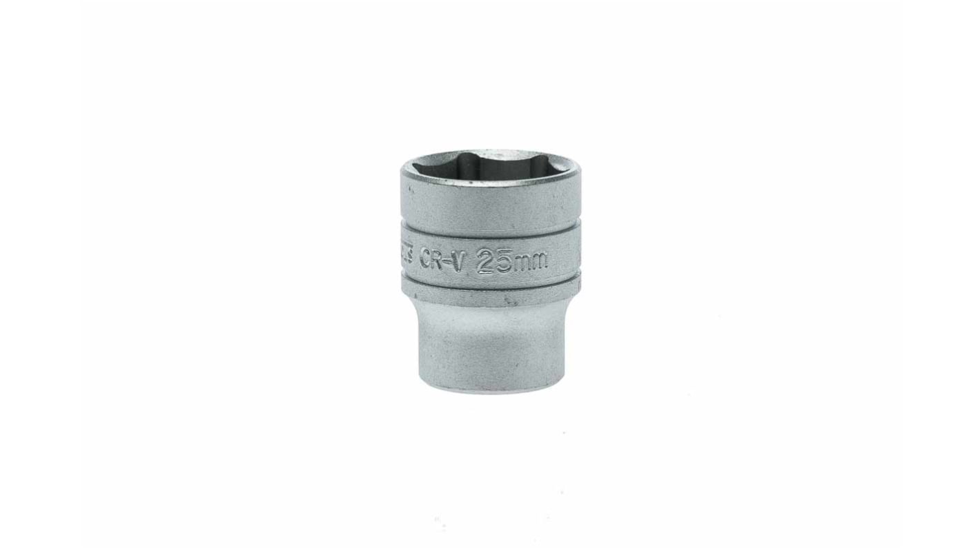 Teng Tools 1/2 in Drive 25mm Standard Socket, 6 point, 40 mm Overall Length
