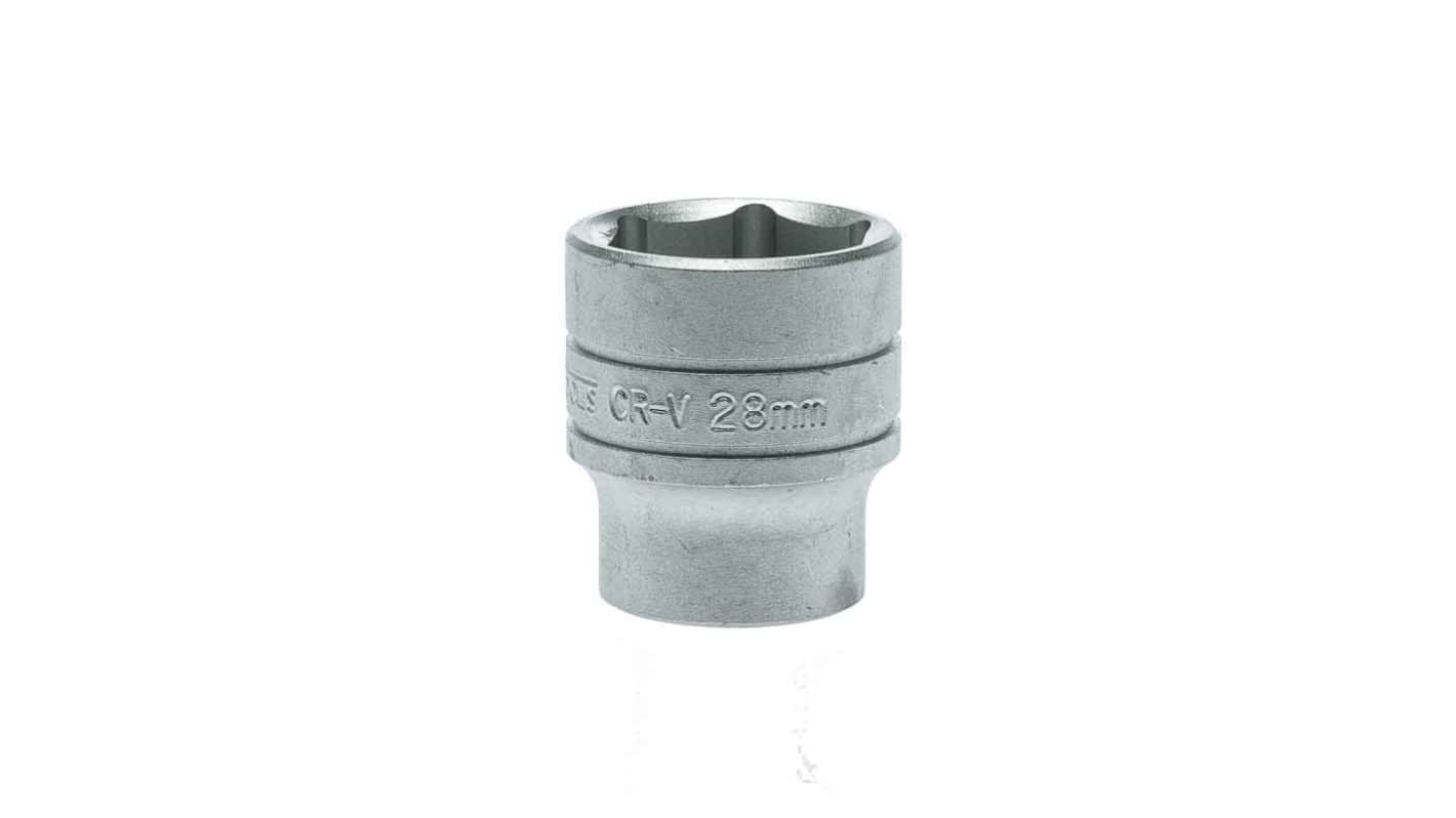 Teng Tools 1/2 in Drive 28mm Standard Socket, 6 point, 43 mm Overall Length