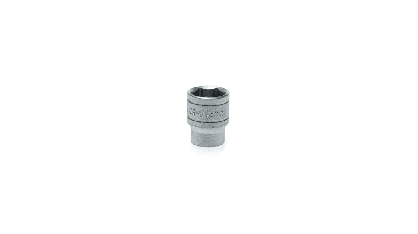 Teng Tools 1/4 in Drive 12mm Standard Socket, 6 point, 25 mm Overall Length