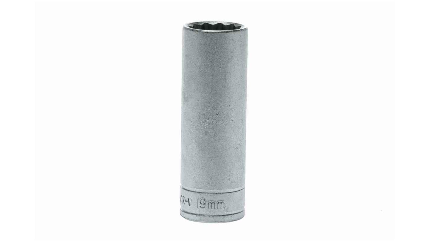 Teng Tools 1/2 in Drive 19mm Deep Socket, 12 point, 79 mm Overall Length