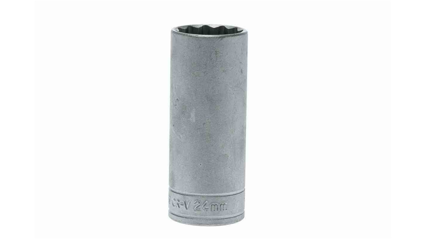 Teng Tools 1/2 in Drive 24mm Deep Socket, 12 point, 79 mm Overall Length