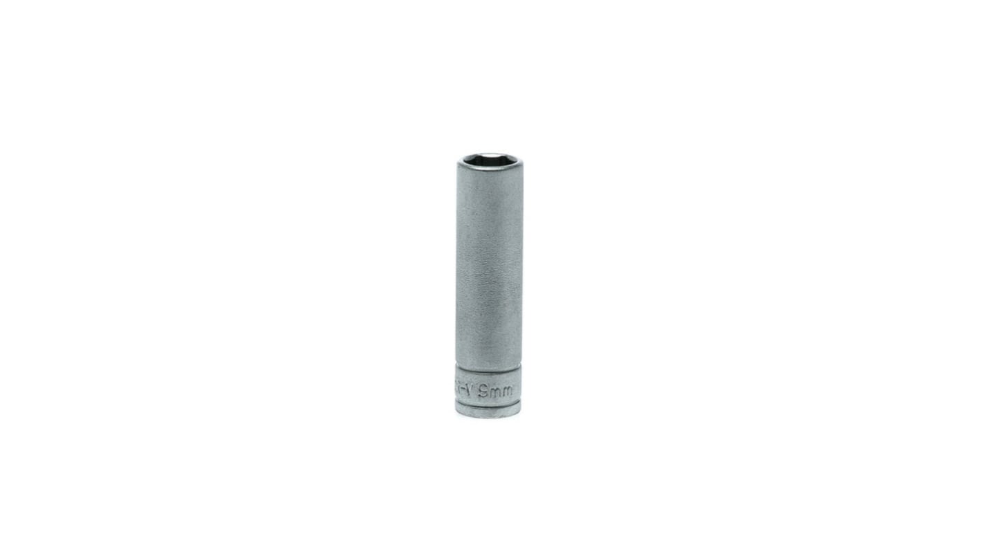 Teng Tools 1/4 in Drive 9mm Deep Socket, 6 point, 49.5 mm Overall Length