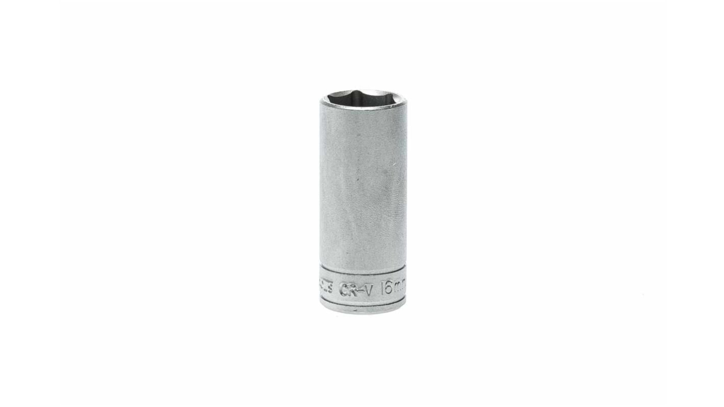 Teng Tools 3/8 in Drive 16mm Deep Socket, 6 point, 45.5 mm Overall Length