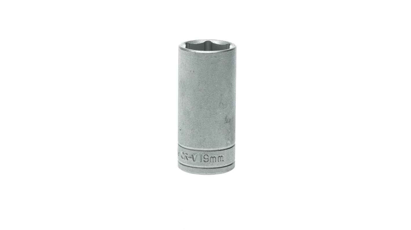 Teng Tools 3/8 in Drive 19mm Deep Socket, 6 point, 55 mm Overall Length