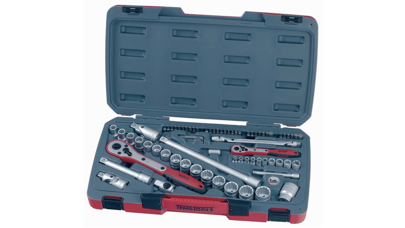 Teng Tools 72-Piece Metric 1/4 in Standard Socket/Allen Key/Bit Set with Ratchet, 6 point; 12 point; Hex Bit; Phillips