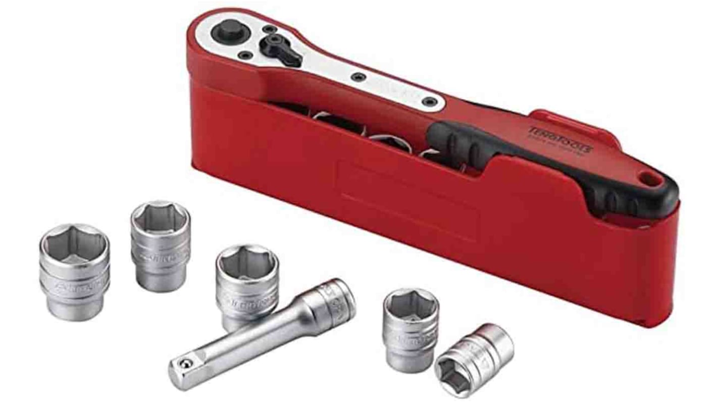 Teng Tools 13-Piece Metric 1/4 in Standard Socket Set with Ratchet, 6 point