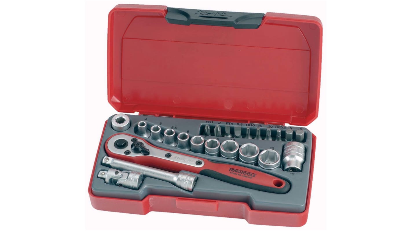 Teng Tools 1/4 Zoll Vierkant 6-Punkt; Innensechskant-Bit; Phillips-Bit; Schlitz-Bit; Torx-Bit