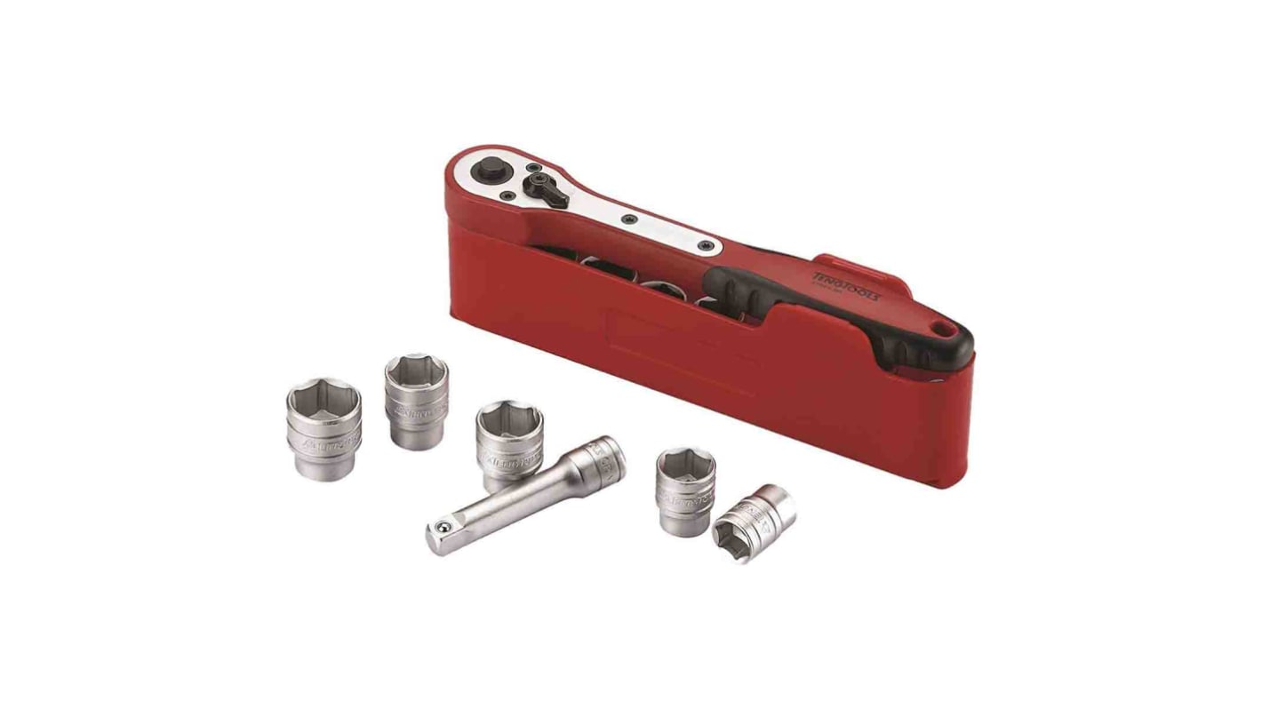 Teng Tools 3/8 Zoll Vierkant 6-Punkt Standard-Steckschlüsselsatz 12-teilig