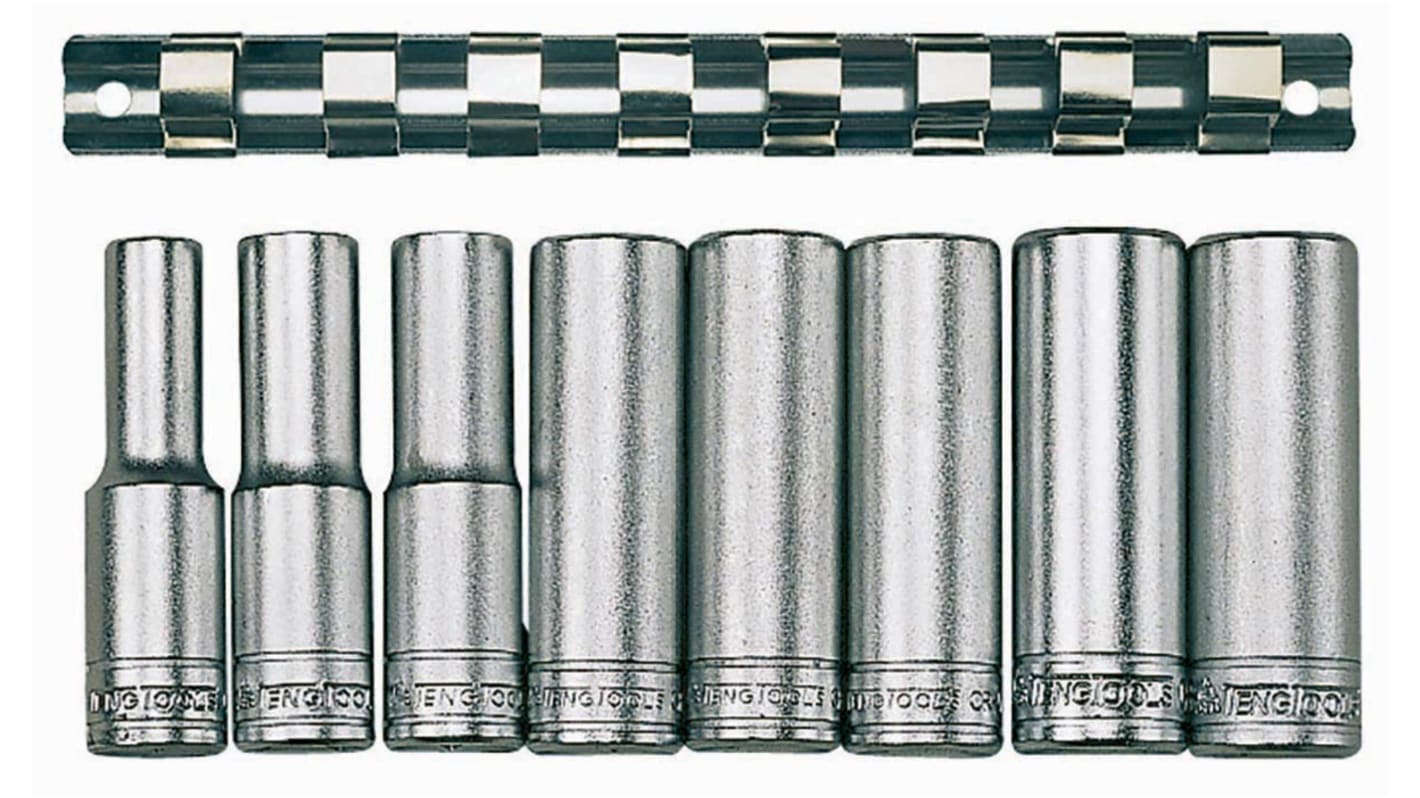 Teng Tools 8-Piece Metric 1/2 in Deep Socket Set , 12 point