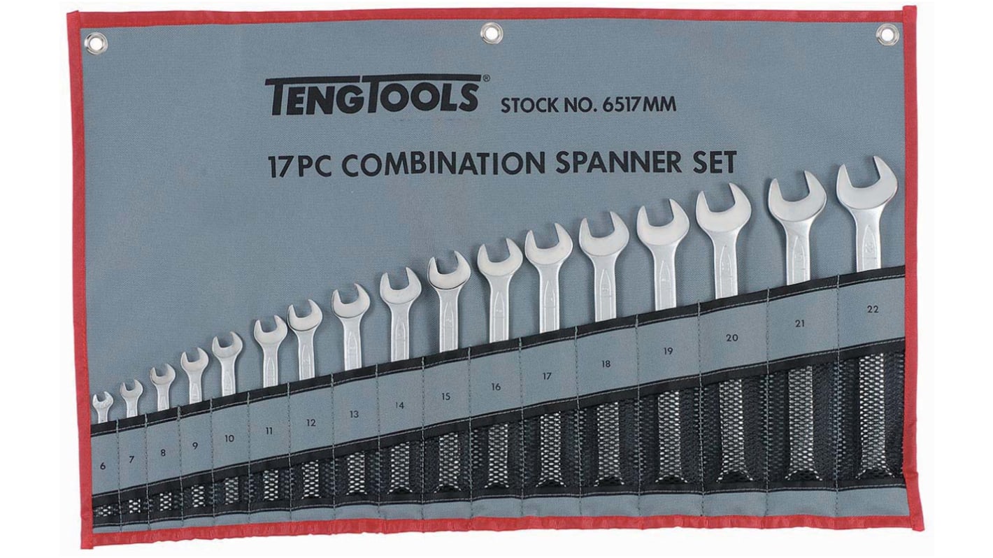 Teng Tools 17-Piece Spanner Set, 6 → 22 mm, Chrome Vanadium