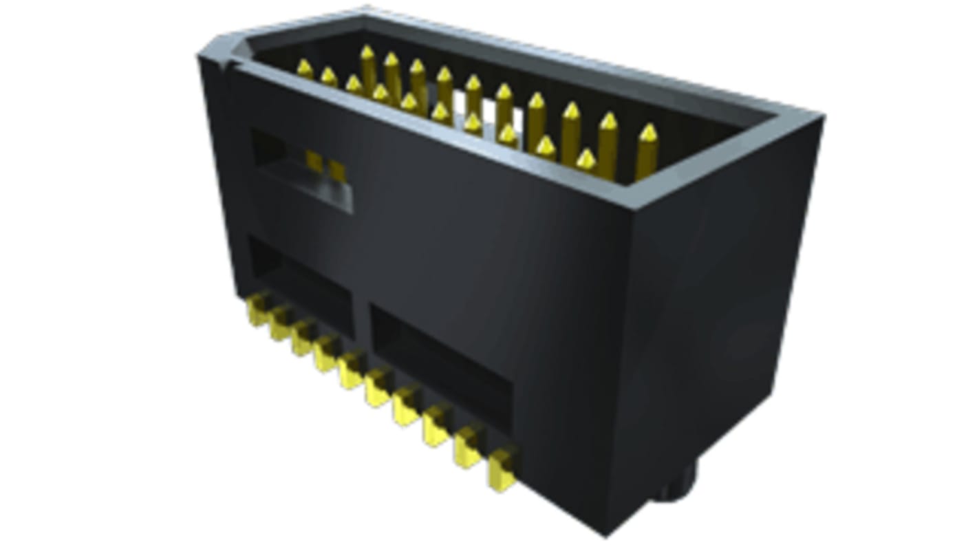 Samtec TEMS Series Through Hole PCB Header, 60 Contact(s), 0.8mm Pitch, 2 Row(s), Shrouded