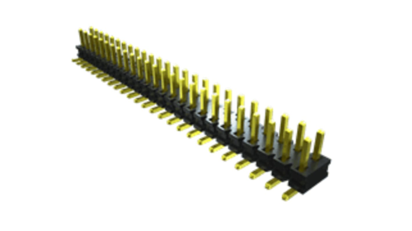 Samtec TMMH Series Straight Pin Header, 20 Contact(s), 2.0mm Pitch, 2 Row(s), Unshrouded