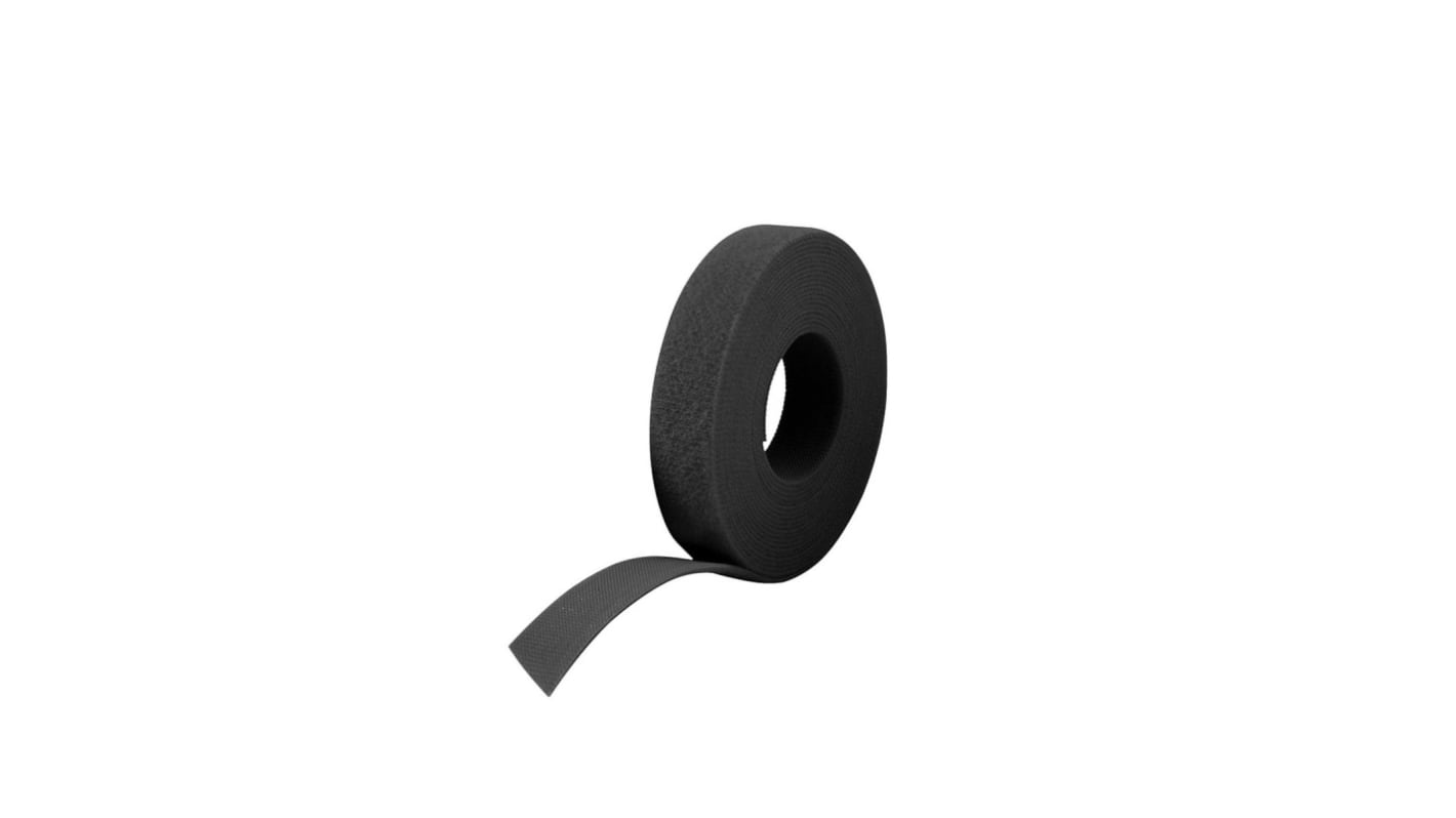 VELOW64101 VELCRO® Black Hook & Loop Tape, 10mm x 25m RS
