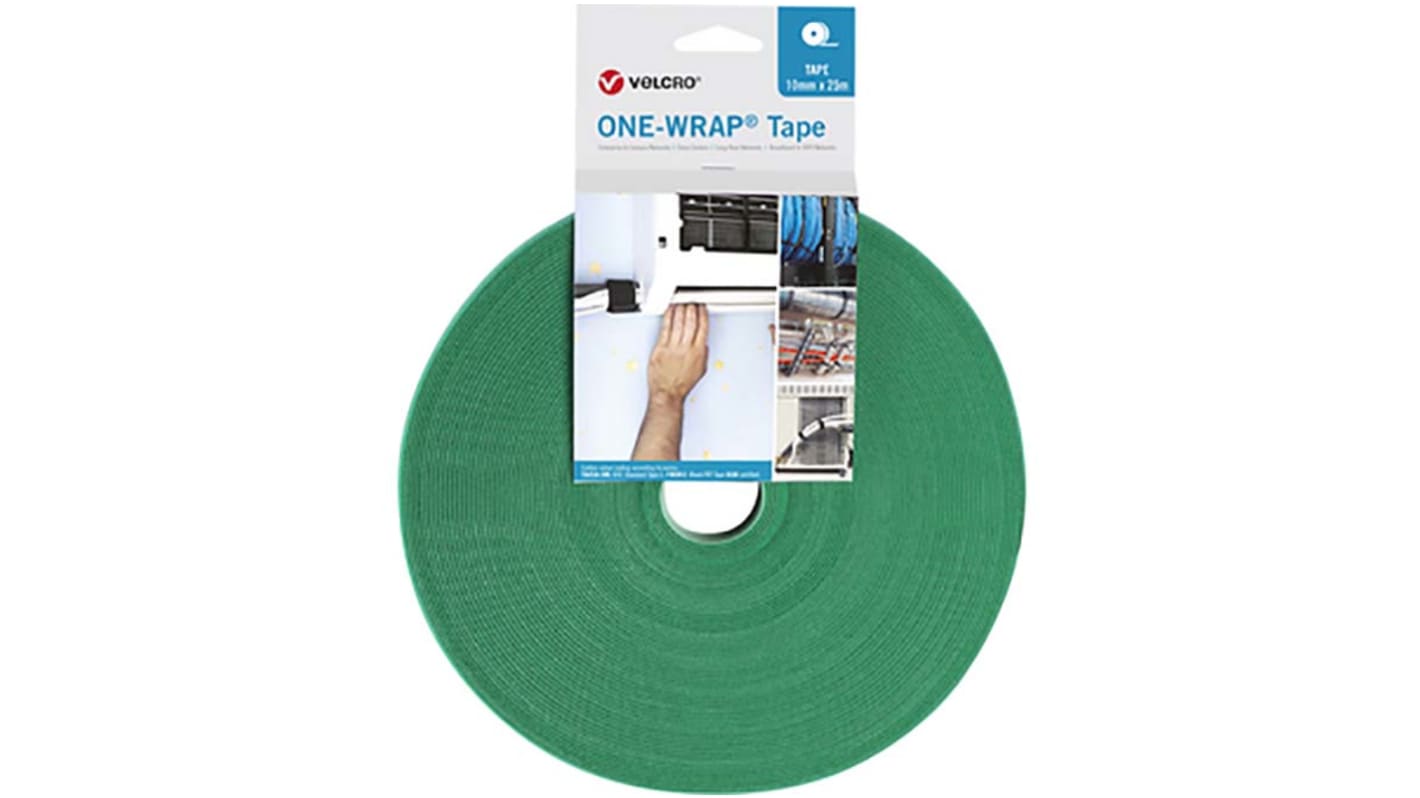 VELCRO® VEL-OW64106 One-Wrap Doppelseitig - Haken und Schlaufen Klettband, 10mm x 25m, Grün