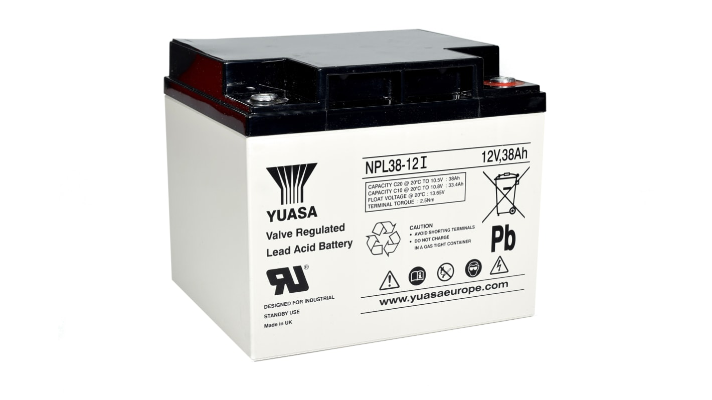 NPL3812 Yuasa 12V M5 Sealed Lead Acid Battery, 38Ah RS