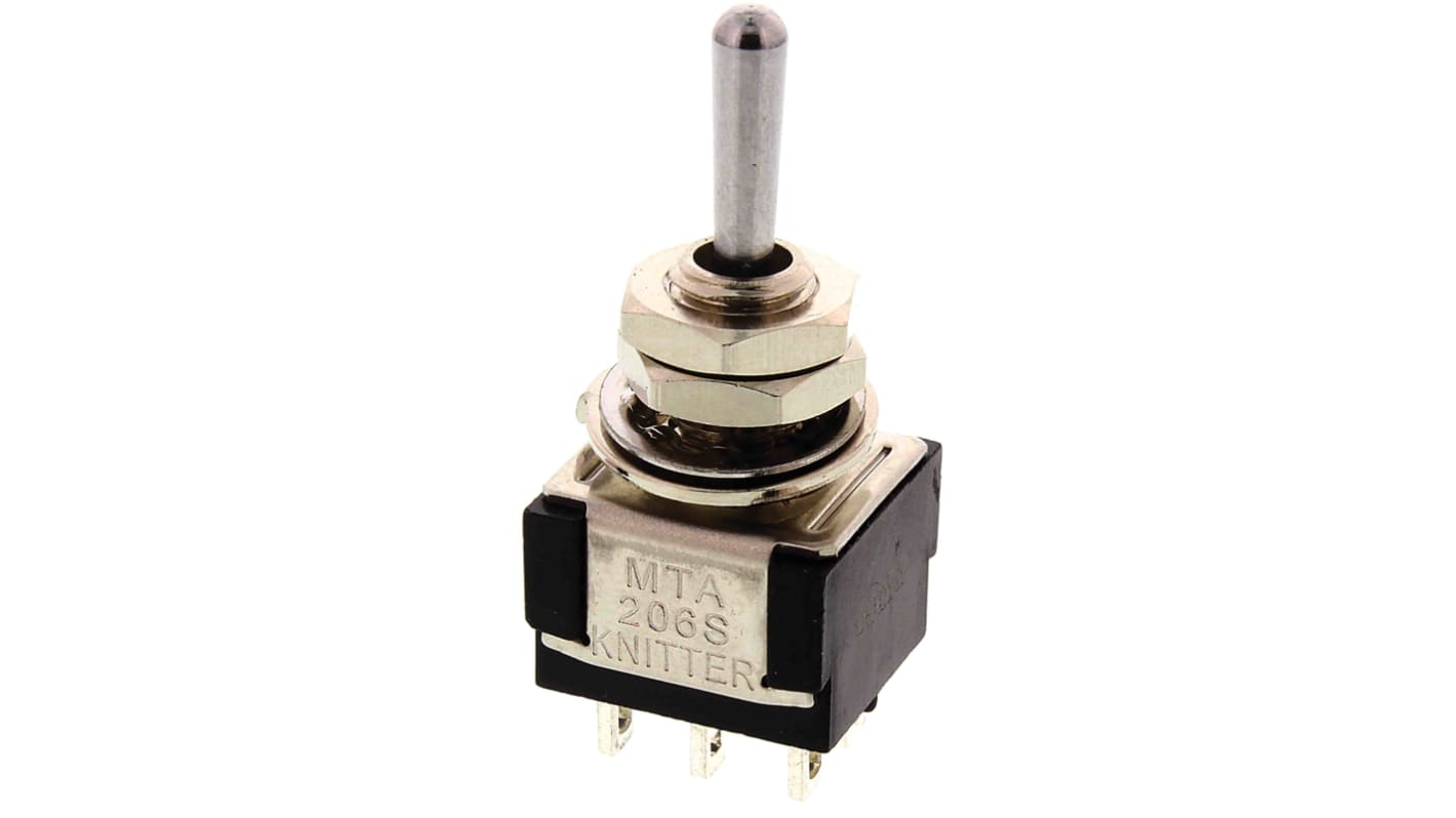 KNITTER-SWITCH Toggle Switch, Panel Mount, On-On-On, DPDT, Solder Terminal