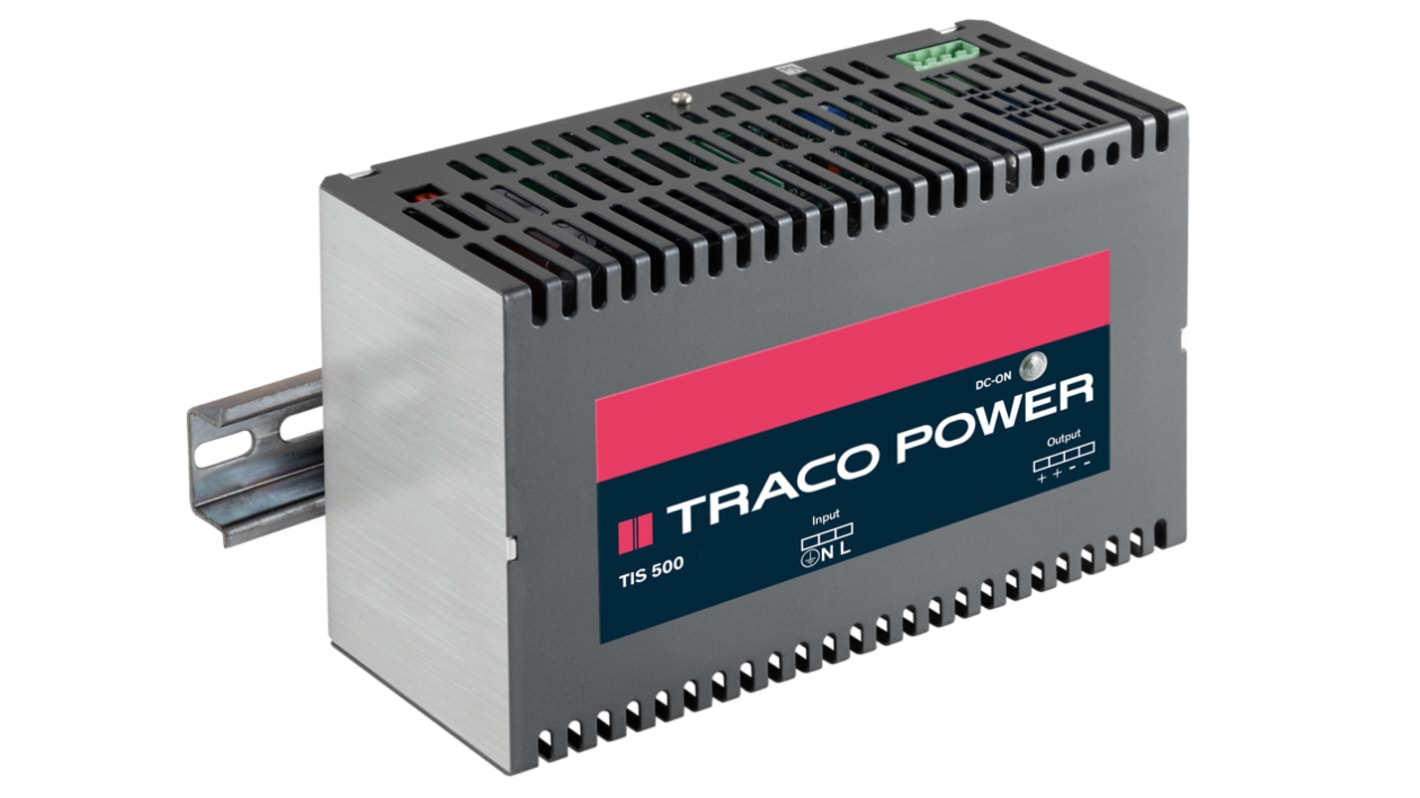 TRACOPOWER TIS Switched Mode DIN Rail Power Supply, 115V ac ac Input, 24V dc dc Output, 20A Output