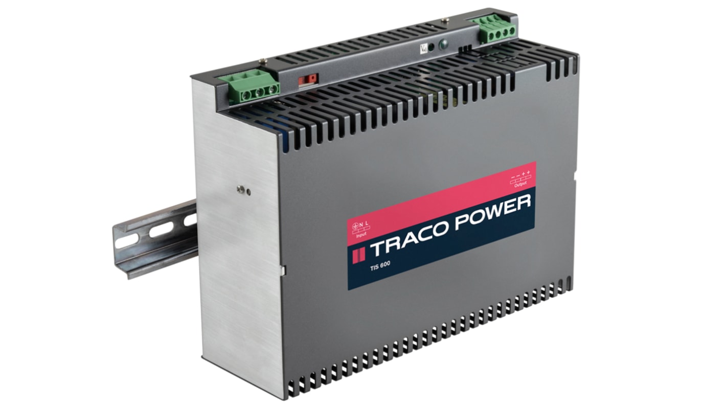 TRACOPOWER TIS Switched Mode DIN Rail Power Supply, 115V ac ac Input, 24V dc dc Output, 24A Output