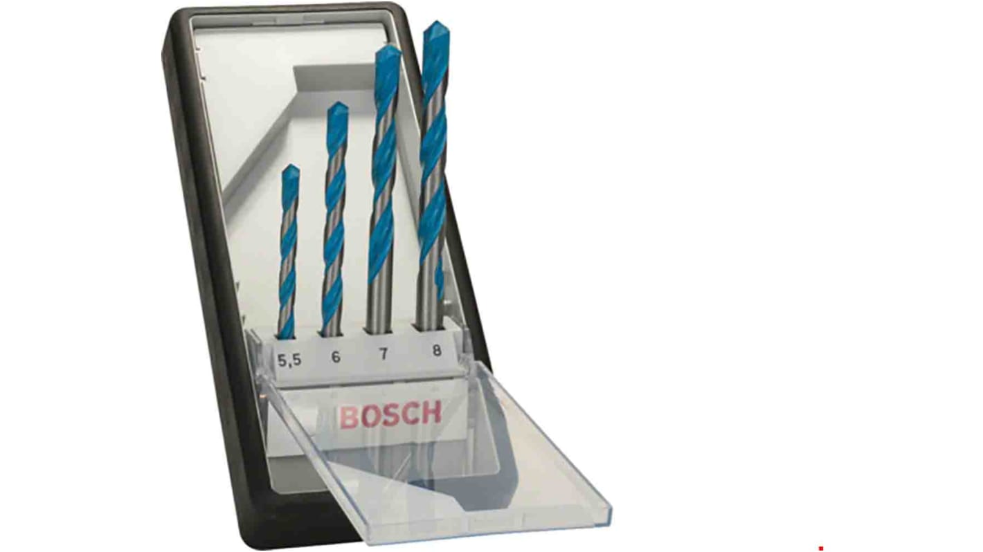 Bosch 4-Piece Twist Drill Bit Set for Multi-Material, 120mm Max, 85mm Min, Steel Bits