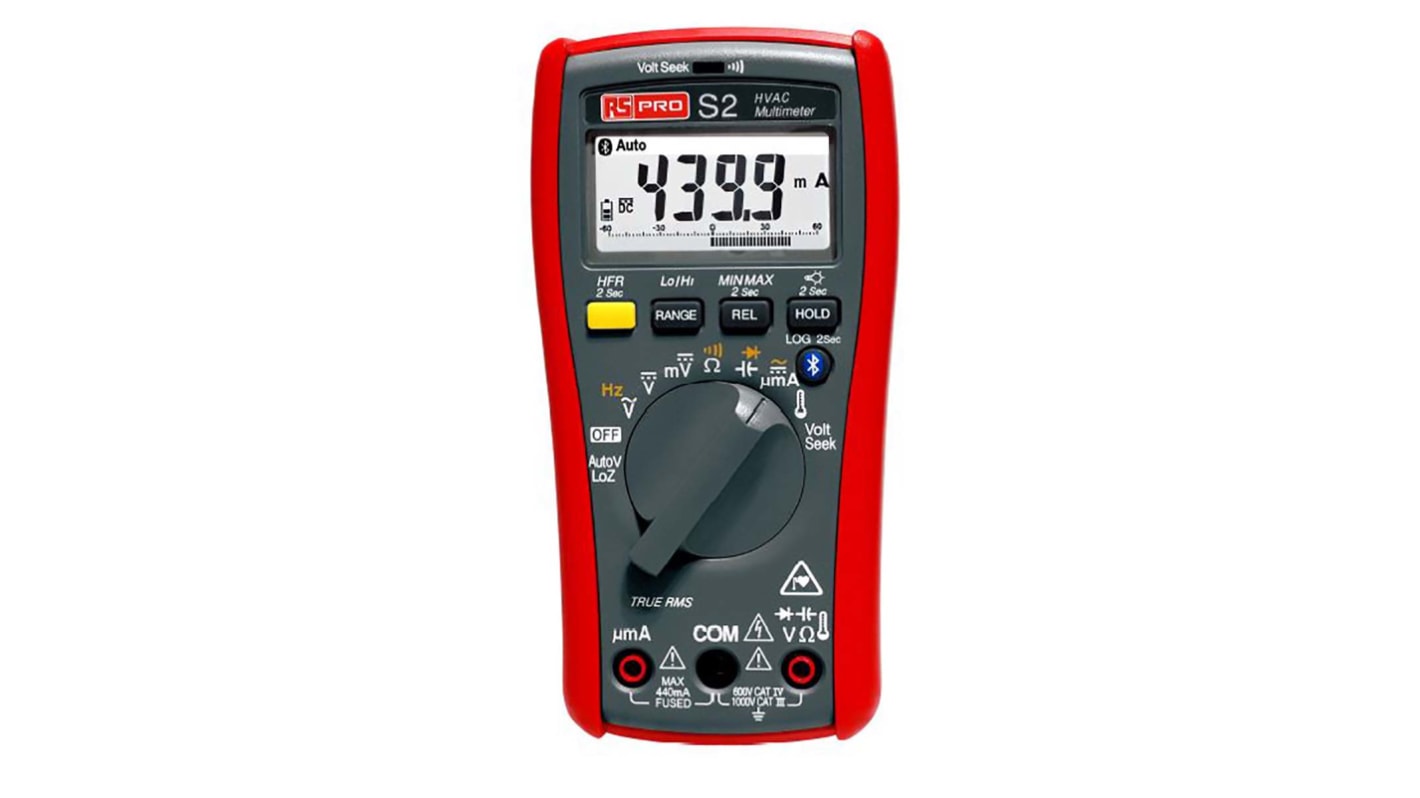 RS PRO S2 Handheld Digital Multimeter, True RMS, 400mA ac Max, 400mA dc Max, 1000V ac Max - RS Calibrated