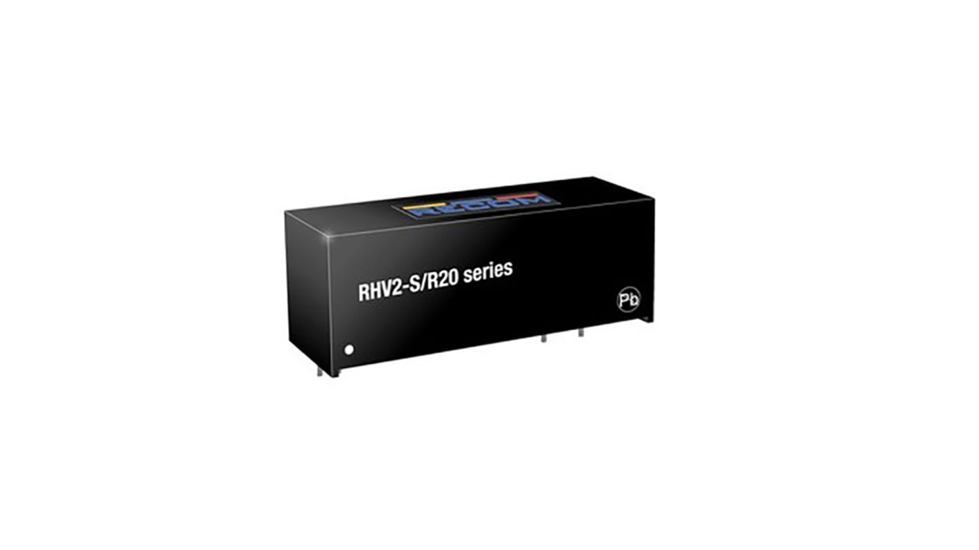 Recom RHV2 DC-DC Converter, 24V dc/ 84mA Output, 5 → 24 V dc Input, 2W, Through Hole, +85°C Max Temp -40°C Min