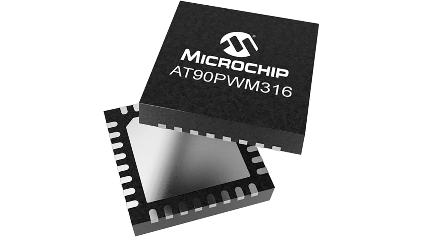 Microcontrolador Microchip AT90PWM316-16MU, núcleo AVR de 8bit, RAM 1 kB, 20MHZ, VQFN de 32 pines