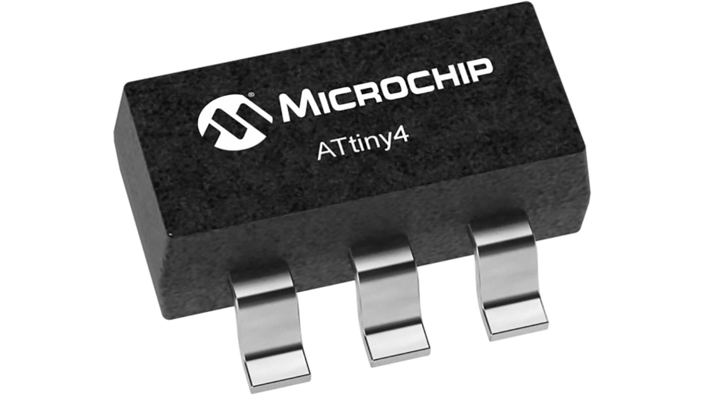 Mikrokontroler Microchip ATtiny4 SOT-23 6-pinowy Montaż powierzchniowy AVR 8 kB 8bit CAN: 20MHz RAM:32 B Ethernet: