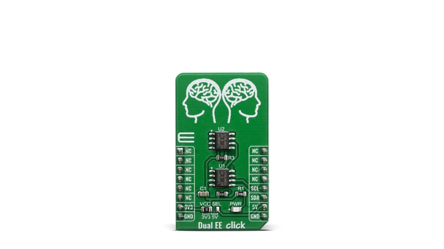 Zestaw badawczo-rozwojowe – pamięci, DUAL EE CLICK, AT24CM02, rodzaj: Zestaw uruchomieniowy, EEPROM, do użytku z: I2C