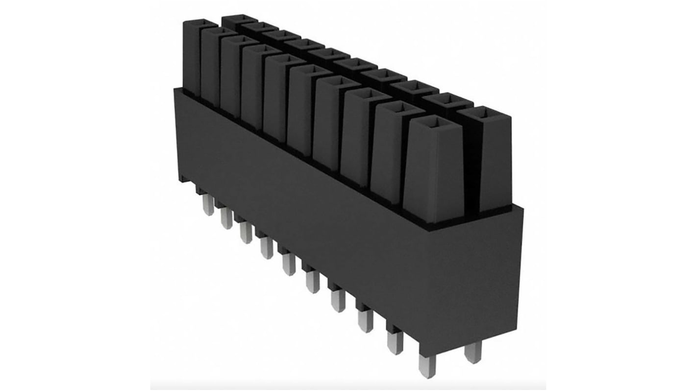 Samtec IPS1 Series Right Angle Through Hole Mount PCB Socket, 40-Contact, 2-Row, 2.54mm Pitch, Solder Termination