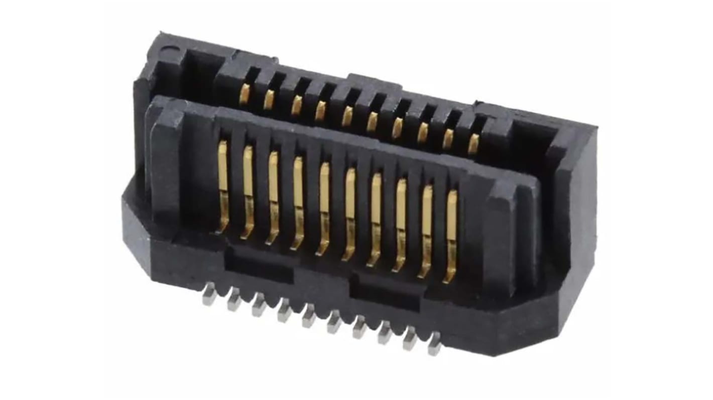 Samtec LSS Series Straight Surface Mount PCB Header, 20 Contact(s), 0.635mm Pitch, 2 Row(s), Shrouded