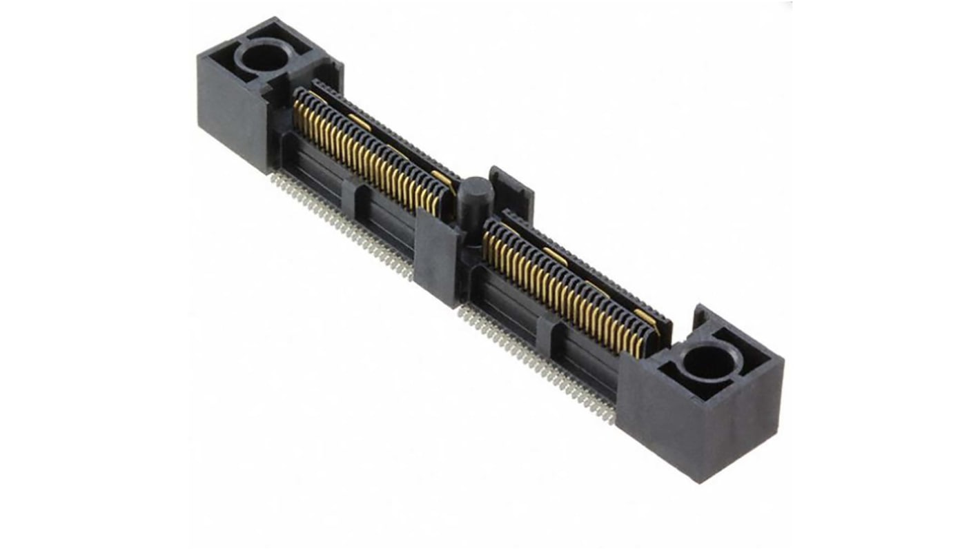 Conector hembra para PCB Samtec serie QFS, de 64 vías en 2 filas, paso 0.635mm, Montaje en orificio pasante, para soldar