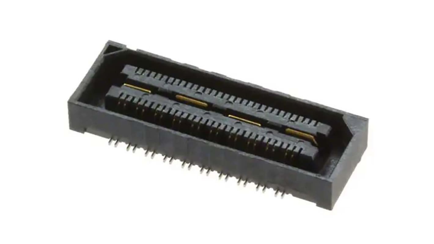 Conector hembra para PCB Ángulo de 90° Samtec serie QSH-RA, de 80 vías en 2 filas, paso 0.55mm, Montaje en orificio