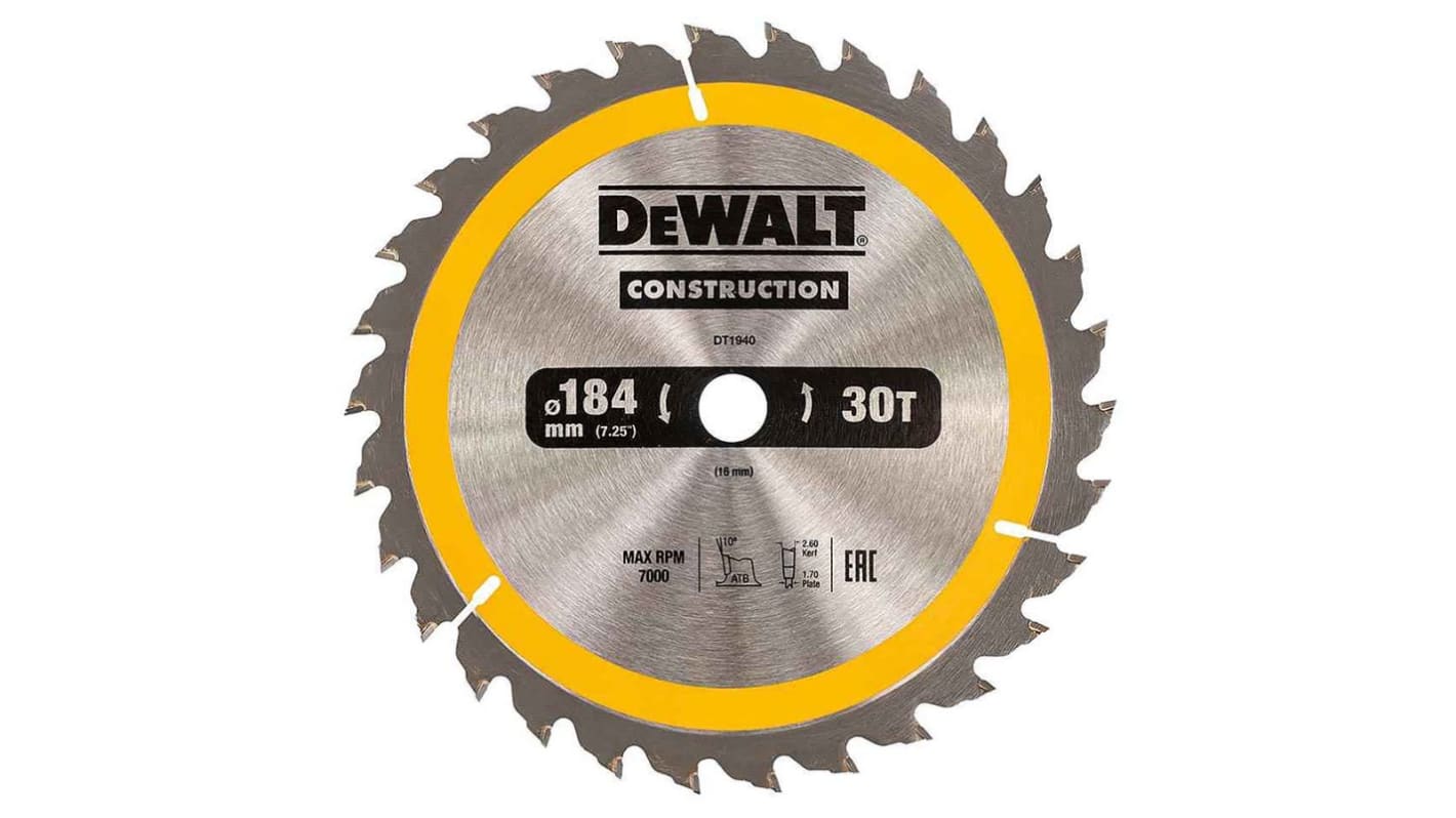 DeWALT 丸のこぎり替刃 DT1940-QZ 刃直径184mm アーバー直径16mm