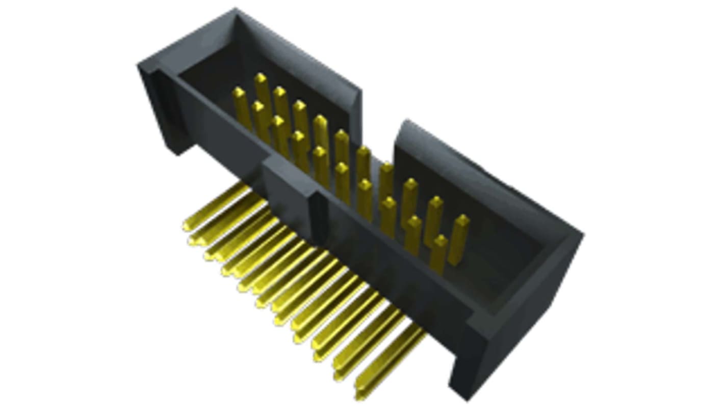 Conector macho para PCB Ángulo de 90° Samtec serie SHF de 10 vías, 2 filas, paso 1.27mm