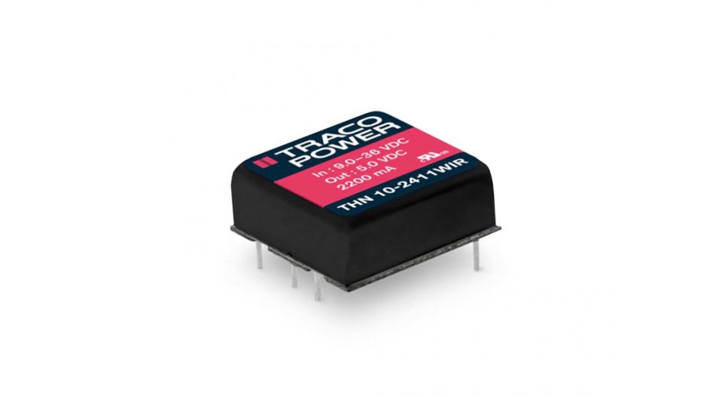 TRACOPOWER THN 10WIR DC-DC Converter, 12V dc/ 416mA Output, 18 → 75 V dc Input, 10W, Through Hole, +80°C Max