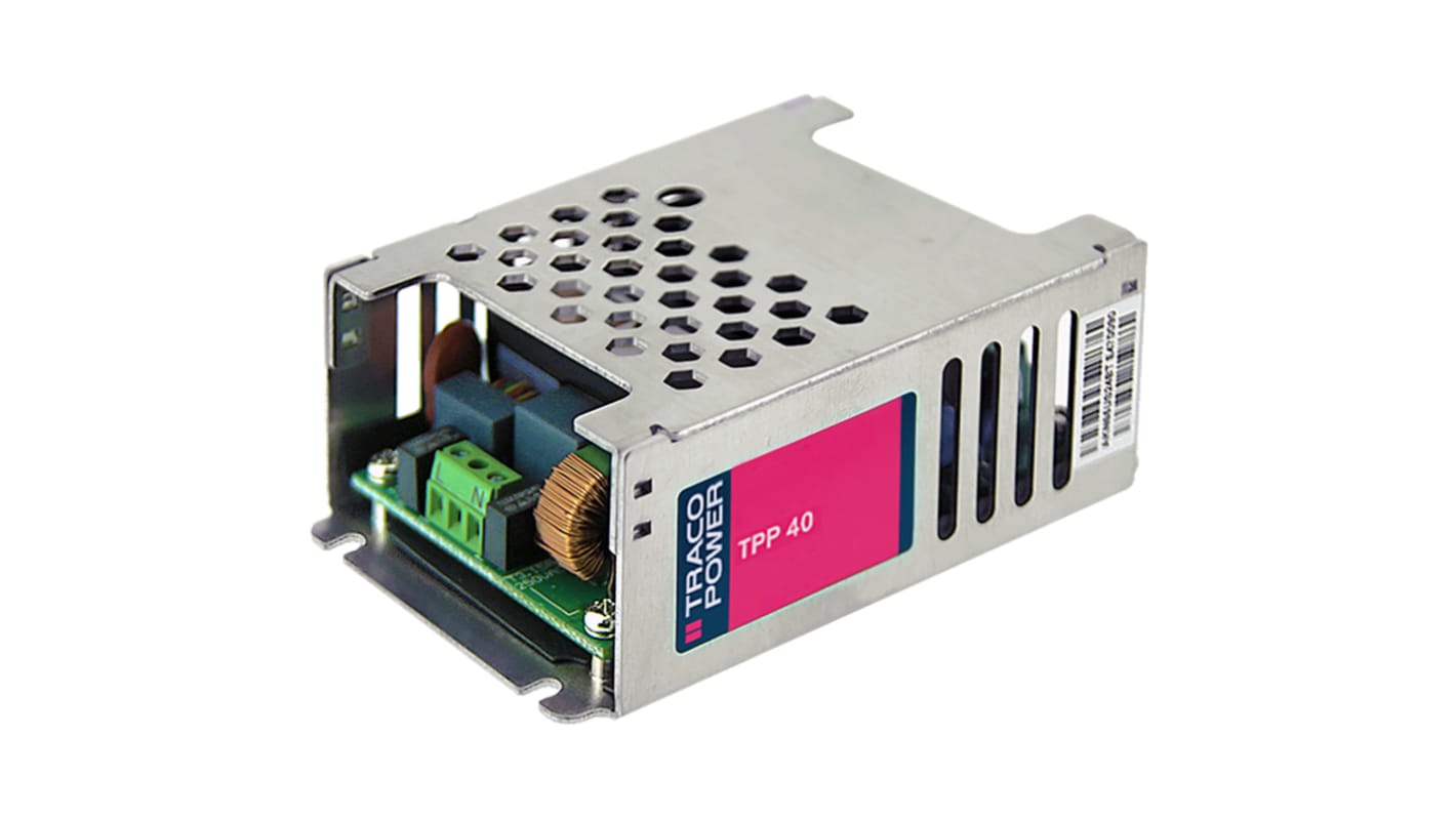 TRACOPOWER Switching Power Supply, TPP 40-221, 5 V dc, 12 V dc, 1.34 A, 6 A, 40W, Dual Output, 85 → 264 V ac,