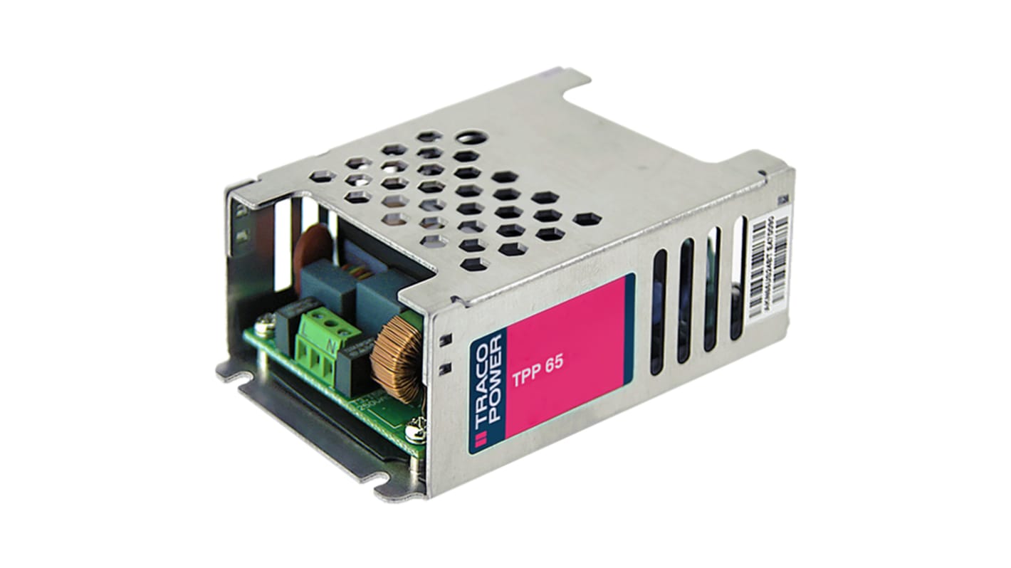 TRACOPOWER Switching Power Supply, TPP 65-321M2, 5 V dc, 12 V dc, 5.42A, 65W, Dual Output, 85 → 264V dc Input