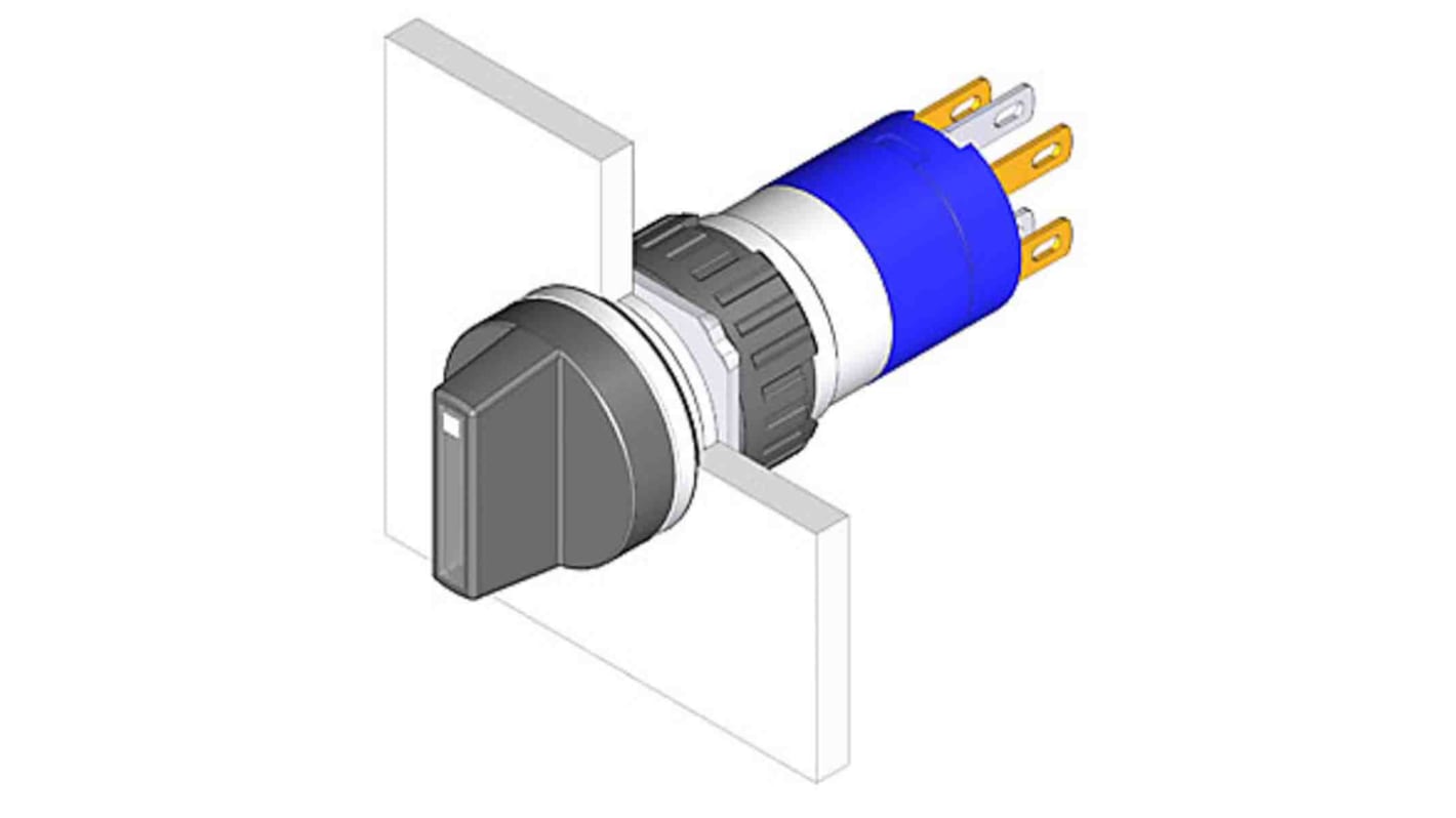 EAO Series 51 Switches Wahlschalter 2-Stufen komplette Einheit / 5A IP 65, 1Ö+1S Wurfwinkel 90°