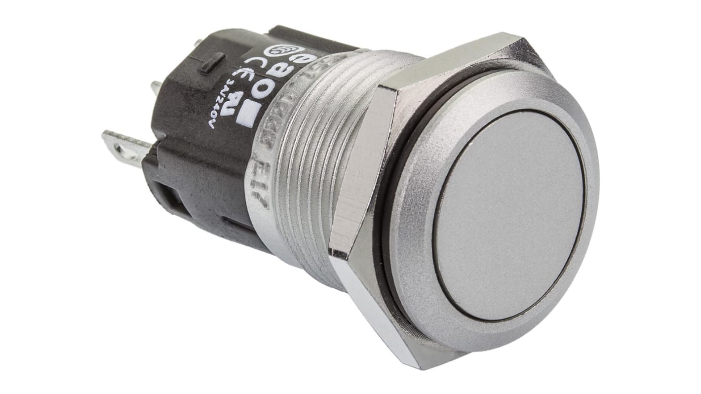 EAO 82 Series Push Button Switch, Momentary, Panel Mount, 16mm Cutout, SPDT, 240V, IP65, IP67