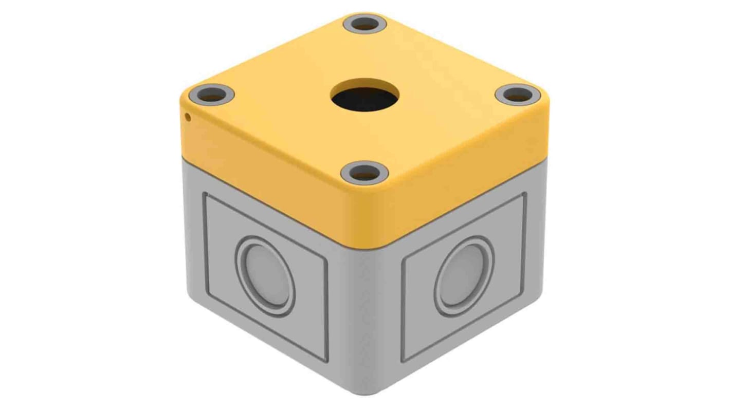 EAO Grey/Yellow Plastic 84 Push Button Enclosure - 1 Hole 22.5mm Diameter