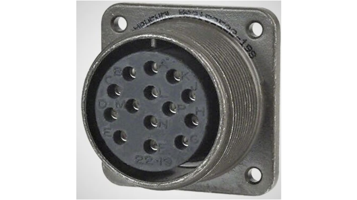 Conector circular MIL-DTL-5015 Amphenol Industrial Macho Recto serie MS-E de 14 vías hembra, tamaño 22